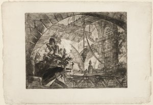 Vězni na projekční plošině, deska 10 z imaginárních věznic od Giovanni Battista Piranesi