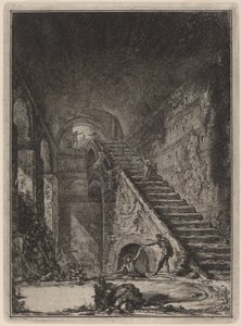 Perspektiva Schodiště vodotěsnosti výše zmíněných objektů, zmiňovaných v půdorysu na desce XIII. G. od Giovanni Battista Piranesi