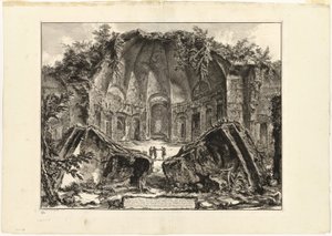 Zbytky chrámu boha Canopa v Hadriánově vile v Tivoli z Pohledů na Řím od Giovanni Battista Piranesi