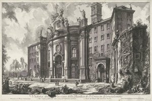 Santa Croce v Gerusalemme te Rome Pohled na průčelí baziliky S. Croce v Gerusalemme (název na objektu) Gezichten op Rome (název série) Pohledy na Řím navržený a vyrytý architektem Giambattista Piranesi Ve (nez) iano (název série) od Giovanni Battista Piranesi