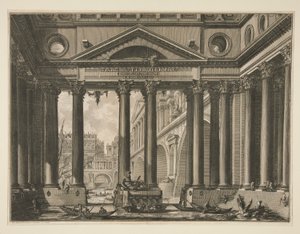 Druhý frontispis čtvrtého dílu Le Antichita? Romane od Giovanni Battista Piranesi