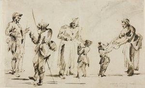 List náčrtů: Šest figurek od Giovanni Battista Piranesi