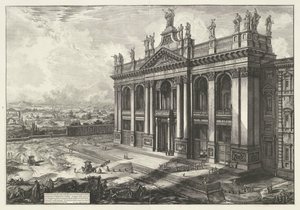 Sint-Jan van Lateranen te Rome Pohled na průčelí baziliky S. Giovanni Laterano (...) (titul na objektu) Gezichten op Rome (název série) Pohledy na Řím navržený a vyrytý architektem Giambattista Piranesi Ve (nez) iano (název série) od Giovanni Battista Piranesi