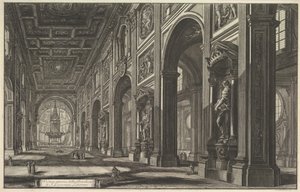 Svatý Jan v Lateráně, interiér, z díla „Vedute di Roma“ (Pohledy na Řím)