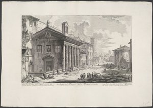 Tempel van Portunus te Rome Pohled na Chrám Manly Fortune (název na objektu) Gezichten op Rome (název série) Pohledy na Řím navržený a vyrytý architektem Giambattista Piranesi Ve (nez) iano (název série) od Giovanni Battista Piranesi