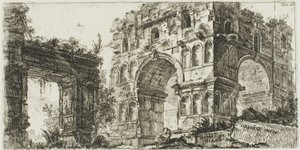 Janův chrám, deska 11 z některých pohledů na triumfální oblouky a další památky od Giovanni Battista Piranesi