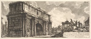 Oblouk Septimia Severa Arco di Severo, z Caracally, ca. 1756 od Giovanni Battista Piranesi