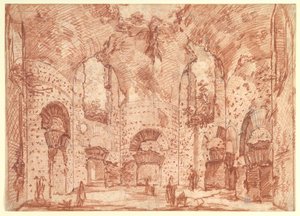 Osmiboká místnost v Malých lázních Hadriánovy vily (Tivoli) od Giovanni Battista Piranesi
