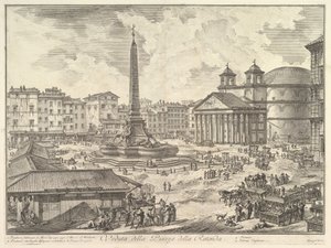 Piazza della Rotonda, s Pantheonem a Obelisk Pohled na Piazza della Rot ..., ca. 1751. od Giovanni Battista Piranesi