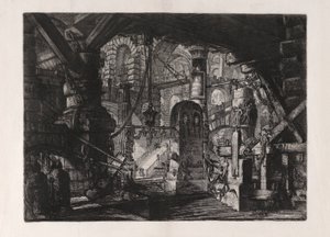 Molo s řetězy, deska 16 od Carceri d od Giovanni Battista Piranesi