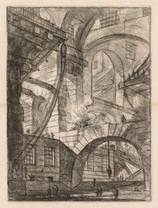 Vězení: Perspektiva oblouků s kouřícím ohněm od Giovanni Battista Piranesi