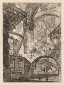 The Prisons: A Perspective of Arches with a Smoking Fire, 1745-1750. od Giovanni Battista Piranesi