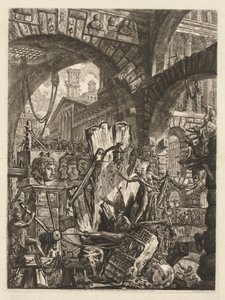 The Prisons: An Architectural Medly, s mužem na skále v popředí, 1745-50. od Giovanni Battista Piranesi