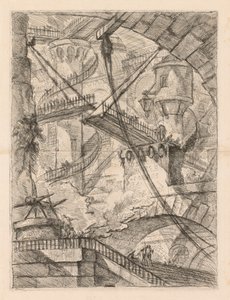 Věznice: Obrovský interiér s padacím mostem od Giovanni Battista Piranesi