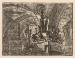 Věznice: Kulaté oblouky vyvěrající ze čtvercového sloupu od Giovanni Battista Piranesi