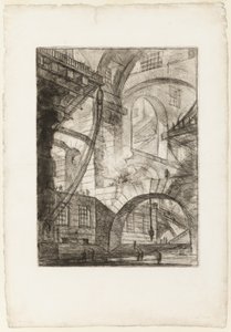 The Smoking Fire, deska 6 z Imaginary Prisons od Giovanni Battista Piranesi