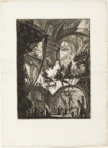 The Smoking Fire, deska 6 z Imaginary Prisons od Giovanni Battista Piranesi