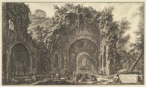 Takzvaná jeskyně Egeria Pohled na zdroj a jeskyně Egeria mimo ..., ca. 1766. od Giovanni Battista Piranesi