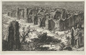 Thermen van Caracalla te Rome Ruiny Antoninových lázní (název na objektu) Gezichten op Rome (název série) Pohledy na Řím navržený a vyrytý architektem Giambattista Piranesi Ve (nez) iano (název série) od Giovanni Battista Piranesi