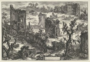Thermen van Trajanus te Rome Pohled na Terme di Tito (...) (název na objektu) Gezichten op Rome (název série) Pohledy na Řím navržený a vyrytý architektem Giambattista Piranesi Ve (nez) iano (název série) od Giovanni Battista Piranesi