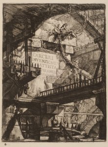 Titulní deska, deska I z imaginárních věznic, cca 1750 (lept na papíře) od Giovanni Battista Piranesi