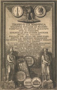 Titulní strana s orlem, mince zobrazující obraz Trajánova sloupu, klasické sochy, 1774-79. od Giovanni Battista Piranesi