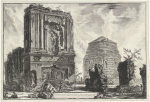 Tombes van Licinianus Piso en de Cornelius familie langs de Via Appia Gezichten op Rome (název série) Pohledy na Řím navržený a vyrytý architektem Giambattista Piranesi Ve (nez) iano (název série) od Giovanni Battista Piranesi