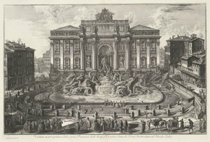 Trevifontein do Říma Perspektivní pohled na velkou Fontana dell