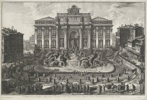Trevifontein do Říma Perspektivní pohled na velkou Fontana dell