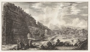 Pohled na zbytky pretoriánské pevnosti [Poecile] v Hadrianu od Giovanni Battista Piranesi