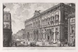 Pohled na Palazzo postavený na Quirinal pro sekretáře slipů a posvátné rady), z Vedute di Roma od Giovanni-Battista Piranesi