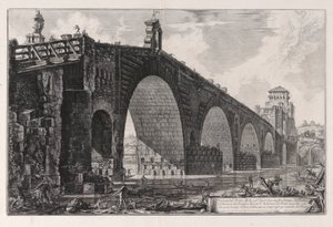 Pohled na Milvijský most přes Tiber dvě míle mimo Řím, z Vedute di Roma (Pohledy na Řím) od Giovanni Battista Piranesi