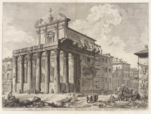 Veduta del Tempio di Antonino e Faustina v Campo Vaccino (Pohled na chrám Antonina a Faustiny na Foru Romanu), z Vedute di Roma (Pohledy na Řím) od Giovanni Battista Piranesi