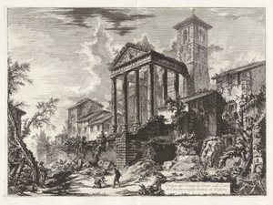 Pohled na Herkulův chrám ve městě? di Cora, deset mil od Velletri (Pohled na Herkulův chrám v Cori, deset mil vzdálený od Velletri), od Vedute di Roma (Pohledy na Řím) od Giovanni Battista Piranesi