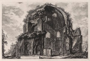Pohled na osmiboký chrám Minervy Medica [nyní považovaný za nymfeum v Horti Liciniani nebo Liciniových zahradách], z Vedute di Roma (Pohledy na Řím) od Giovanni Battista Piranesi