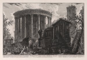 Pohled na chrám Sibyly v Tivoli, z Vedute di Roma (Pohledy na Řím) od Giovanni Battista Piranesi