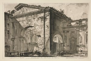 Pohled na atrium Oktaviina portiku, z Vedute di Roma od Giovanni Battista Piranesi