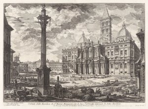 Pohled na baziliku Santa Maria [Maggiore] s jejími dvěma křídly, z Vedute di Roma (Pohledy na Řím) od Giovanni Battista Piranesi