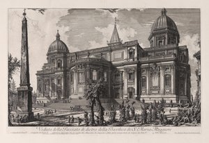 Pohled na zadní průčelí baziliky Santa Maria Maggiore, z Vedute di Roma (Pohledy na Řím) od Giovanni Battista Piranesi