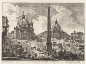 Pohled na Piazza del Popolo, z Vedute di Roma (Pohledy na Řím) od Giovanni Battista Piranesi