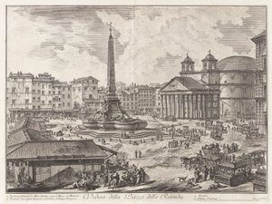 Veduta della Piazza della Rotunda (Pohled na Piazza della Rotonda [s Pantheonem v pozadí]), z Vedute di Roma (Pohledy na Řím) od Giovanni-Battista Piranesi