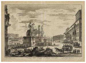 Pohled na Piazza di Monte Cavallo (Quirinale) od Giovanni Battista Piranesi