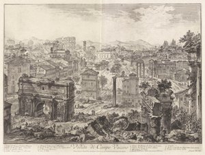 Veduta di Campo Vaccino (Pohled na Campo Vaccino [Forum Romanum, z Kapitolu]), z Vedute di Roma (Pohledy na Řím) od Giovanni Battista Piranesi