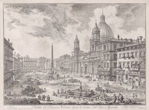 Pohled na Piazza Navona nad ruinami Cirku Agonalis, z Vedute di Roma (Pohledy na Řím) od Giovanni Battista Piranesi