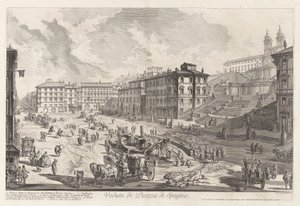 Pohled na Piazza di Spagna, z Vedute di Roma (Pohledy na Řím) od Giovanni Battista Piranesi