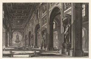 Vnitřní pohled na baziliku San Giovanni Laterano, z Vedute di Roma (Pohledy na Řím) od Giovanni Battista Piranesi