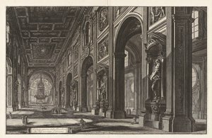 Vnitřní pohled na baziliku San Giovanni in Laterano, z „Vedute di Roma“ od Giovanni Battista Piranesi