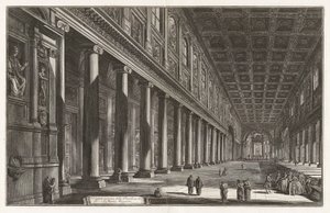Vnitřní pohled na baziliku Santa Maria Maggiore, z Vedute di Roma (Pohledy na Řím) od Giovanni Battista Piranesi