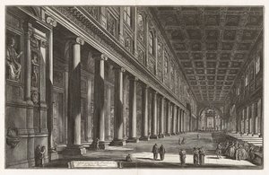 Vnitřní pohled na baziliku Santa Maria Maggiore, z Vedute di Roma (Pohledy na Řím) od Giovanni Battista Piranesi