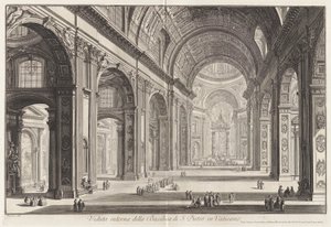 Vnitřní pohled na baziliku svatého Petra od Giovanni-Battista Piranesi